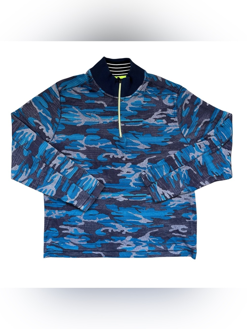 Robert Graham Street Circuit Blue & Purple 1/4 Zip Cotton Pullover Shirt XL